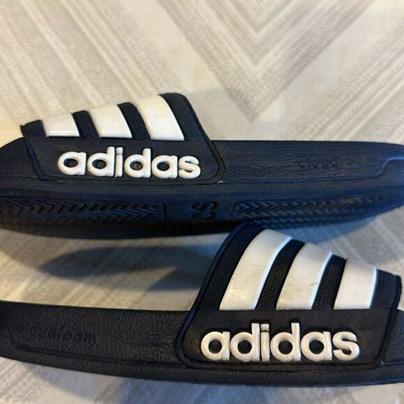 Adidas Men's Black & White Adilette Shower Slides - Picture 4 of 7